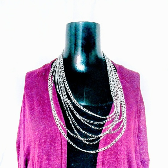 Seven Strand Silver Chain Necklace - Picture 1 of 4